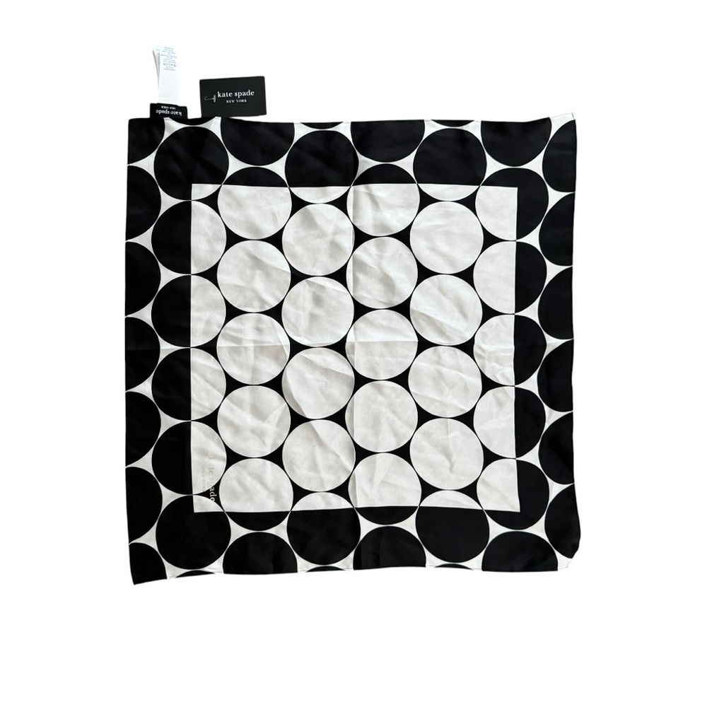kate spade Black and White Polka Dot Silk Scarf